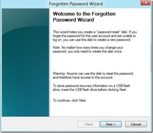 Create A Password Reset USB In Windows 8 4
