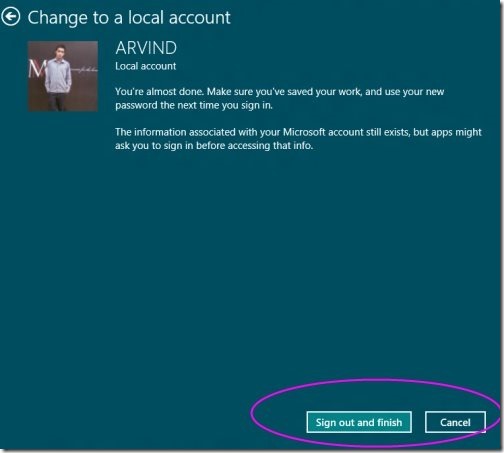 Toogle Between Microsoft account to local account 5