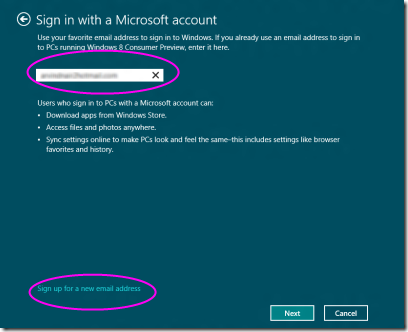 Toogle Between Microsoft account to local account