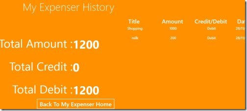 Windows 8 Expense Tracker app