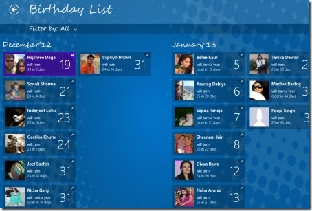 Windows 8 birthday reminder app