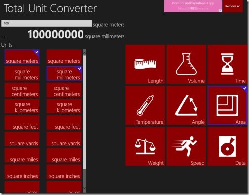 Windows 8 unit converter app