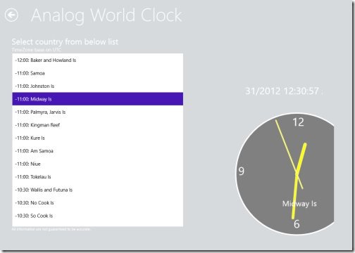 Windows 8 world clock app