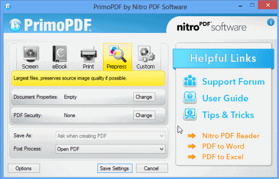 Primo PDF - Start Screen