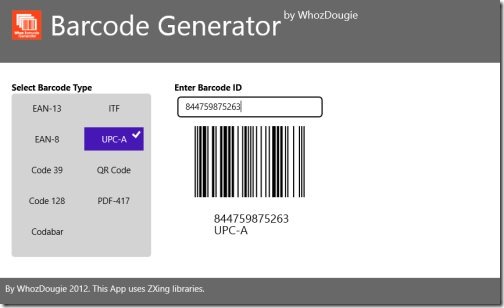 Barcode Generator app