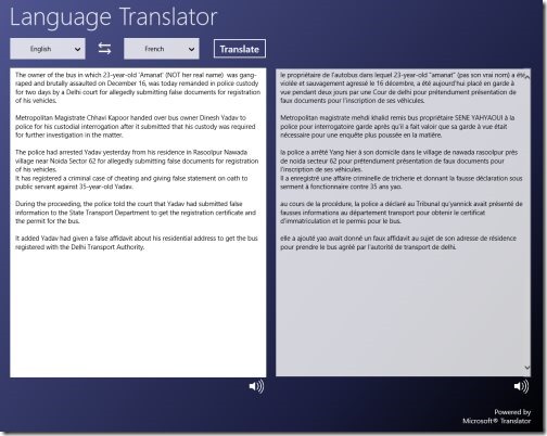 Windows 8 Language Translator app