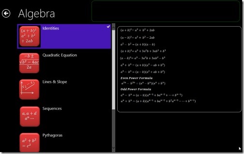 Windows 8 Mathematics Formula Apps