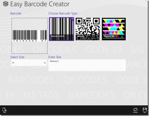 Windows 8 barcode generator apps