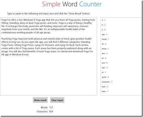 Windows 8 word counter apps