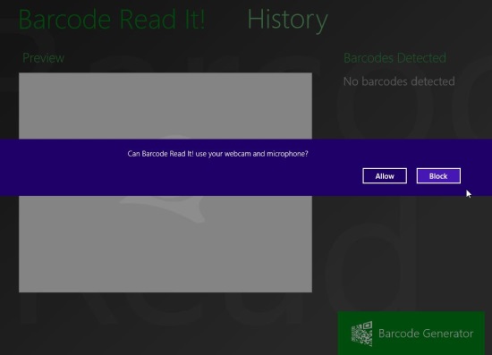 Windows 8 QR Code Scanner App