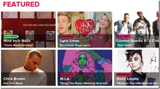 vevo featured videos section