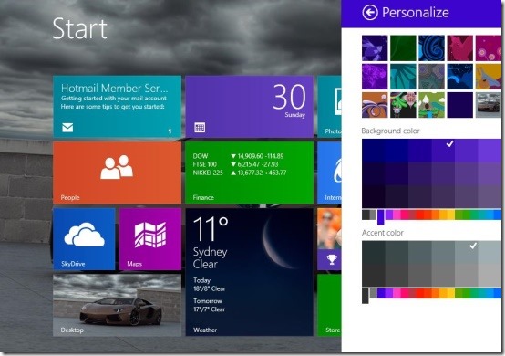 windows 8.1 start screen colors