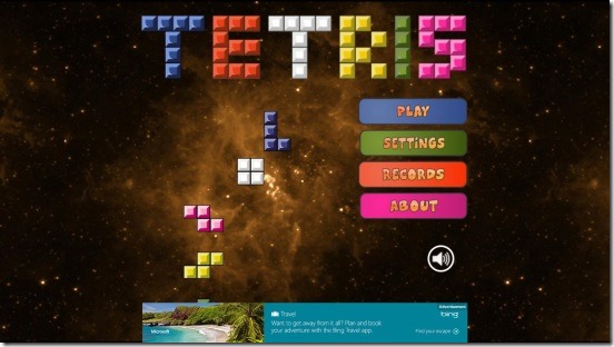 Tetris- main screen