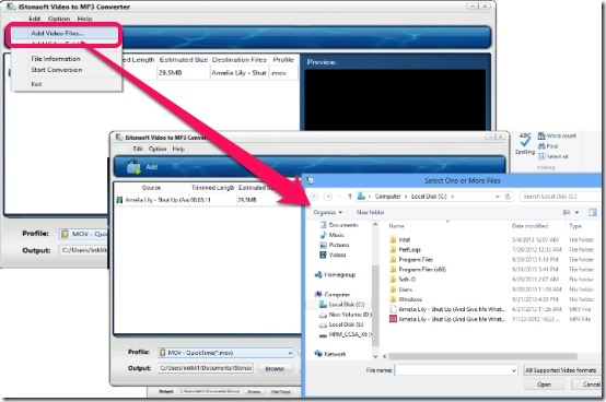 IStonsoft Video to MP3 Converter- Add File