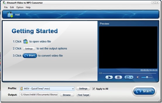IStonsoft Video to MP3 Converter- Main Screen