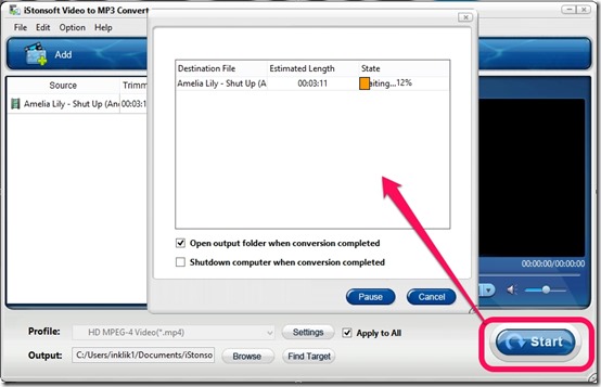 IStonsoft Video to MP3 Converter- Start Conversion