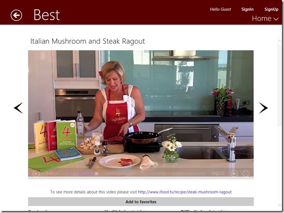 Italian Recipes- Windows 8 Recipe App -Learn from Videos