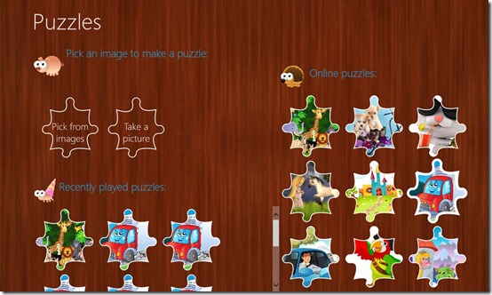Puzzles- Main Screen