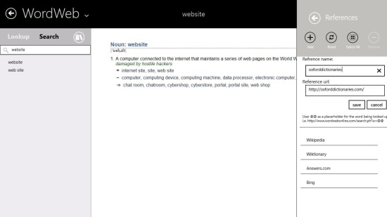 WordWeb - Windows 8 Dictionary App - Adding Reference