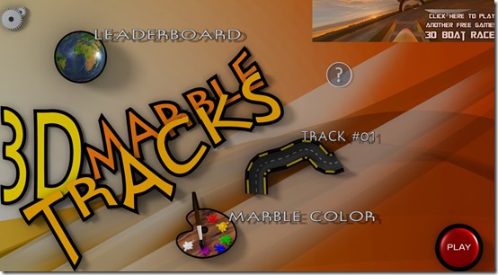 3D Marble Tracks- Main Screen