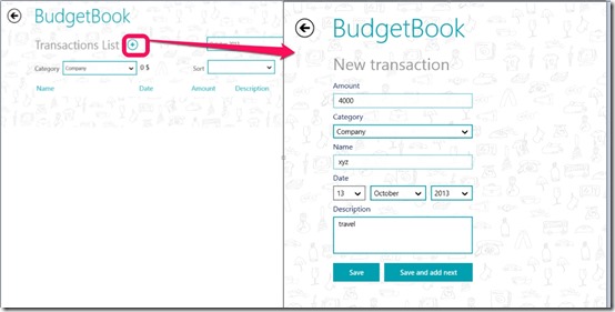 BudgetBook- Add transaction