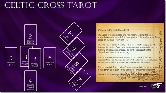 Celtic Cross Tarot- Main Screen