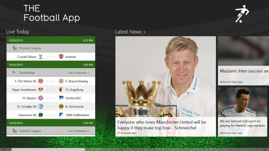 THE Football App - main screen