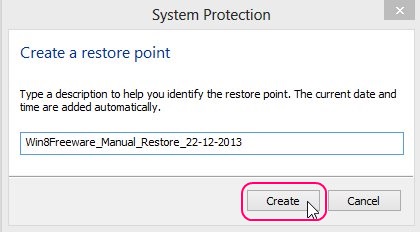 Creating a System Restore Point