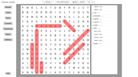 Word Search Game - Solving Puzzle
