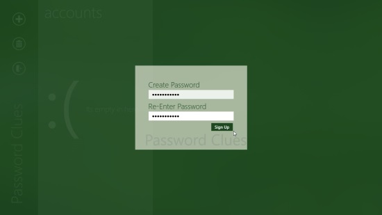 Password Clues - Sign Up