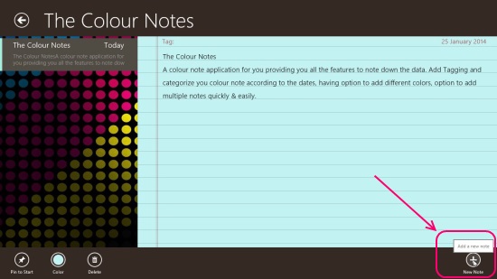 The Colour Notes - Adding New Note