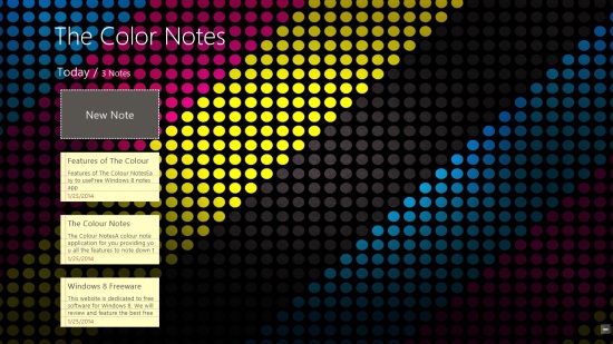 The Colour Notes - Main Screen