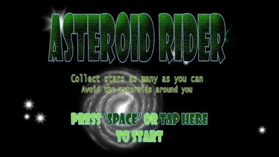 Asteroid Rider - Start screen