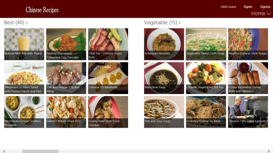 Chinese Recipes - Main Screen