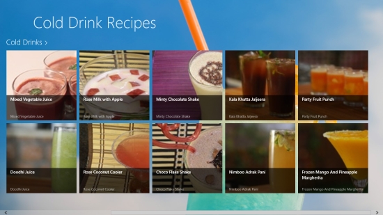 Cold Drinks Recipes - Main screen