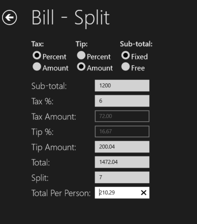 Handy Calcs- Bill Split