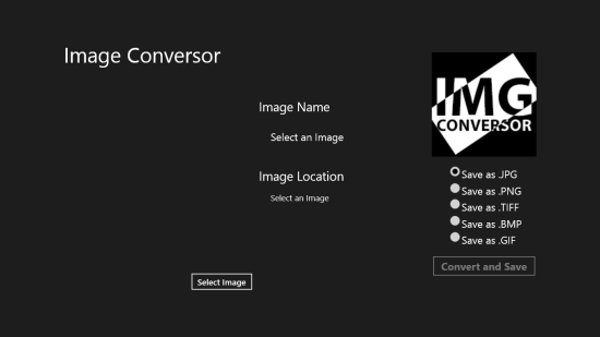 Image Conversor - Start screen