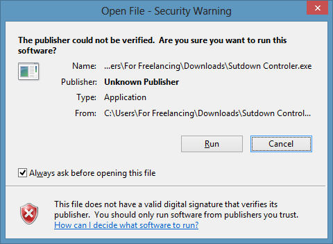 Popup to Open Windows 8 Shutdown Controler