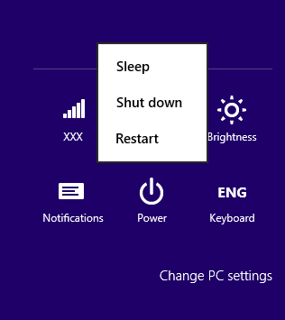 Windows 8 Power Menu