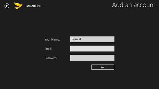 TouchMail - Account Setup