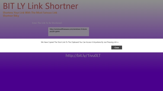 BIT LY Shortener - Shortened URL