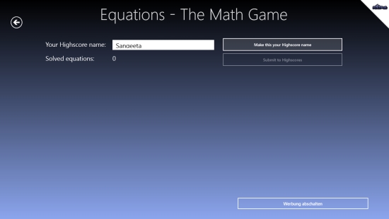 Equations -The Math Game - Creating Highscores account