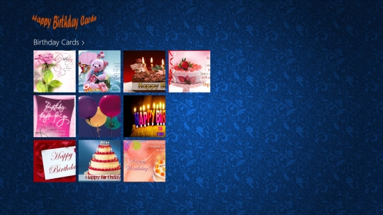 Happy Birthday Cards - Start screen