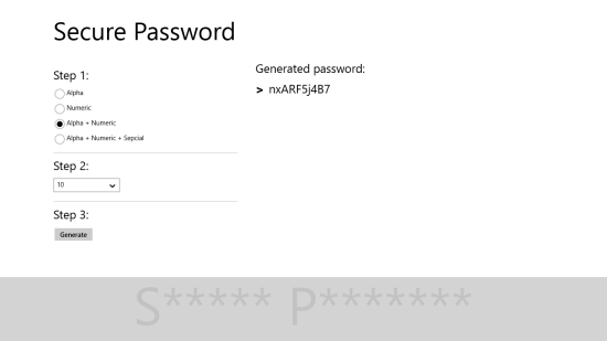 Secure Password - Generated password