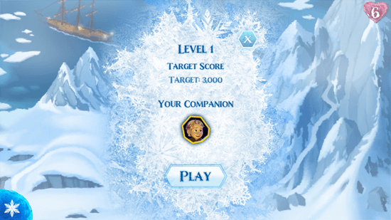 Frozen Free Fall - Level Selection Screen