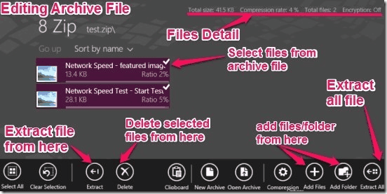 8 Zip - Editing Archive File