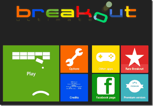 Breakout Ultimate - Start Screen
