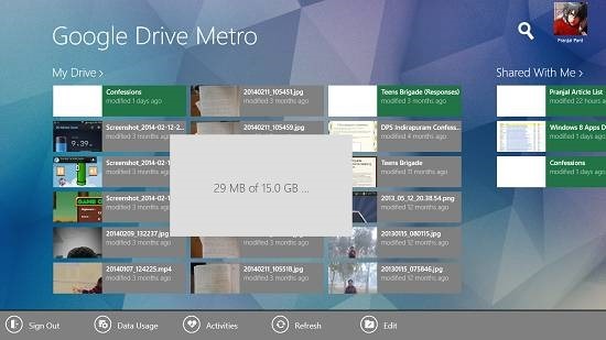 Google Drive Metro data usage