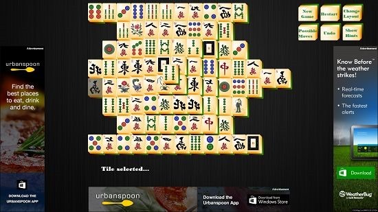 Mahjong HD main screen