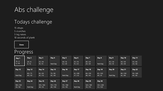 Abs Challenge Challenge Screen